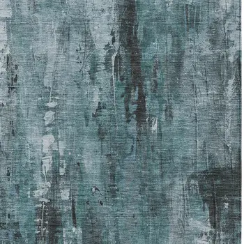 5' X 8' Teal Blue Gray And Ivory Abstract Washable Indoor Outdoor Area Rug