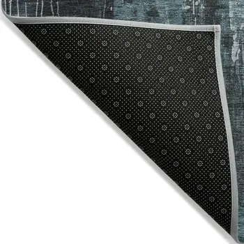 10' X 14' Teal Blue Gray And Ivory Abstract Washable Indoor Outdoor Area Rug