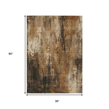 3' X 5' Taupe Gray And Ivory Abstract Washable Indoor Outdoor Area Rug