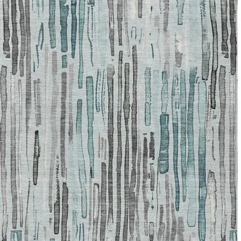 3' X 5' Teal Blue And Gray Striped Washable Indoor Outdoor Area Rug