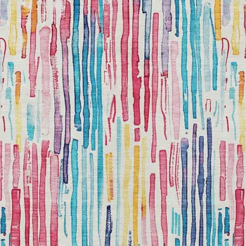 10' X 14' White Pink Teal Blue And Yellow Striped Washable Indoor Outdoor Area Rug