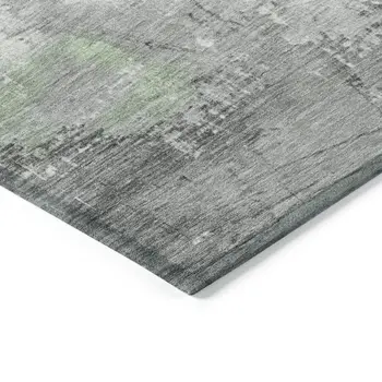 3' X 5' Artichoke Green And Gray Abstract Washable Indoor Outdoor Area Rug
