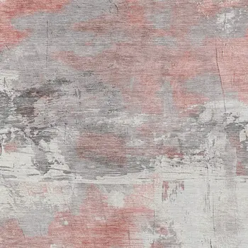 8' X 10' Coral And Gray Abstract Washable Indoor Outdoor Area Rug