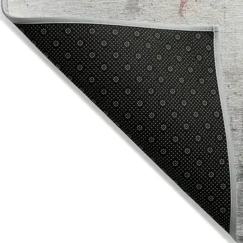 9' X 12' Coral And Gray Abstract Washable Indoor Outdoor Area Rug