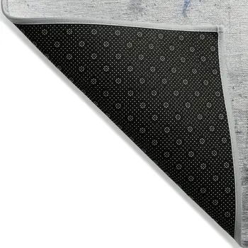 5' X 8' Denim Blue And Gray Abstract Washable Indoor Outdoor Area Rug