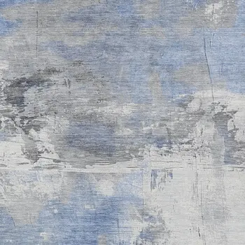5' X 8' Denim Blue And Gray Abstract Washable Indoor Outdoor Area Rug