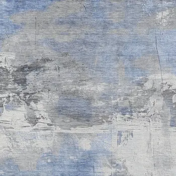 9' X 12' Denim Blue And Gray Abstract Washable Indoor Outdoor Area Rug