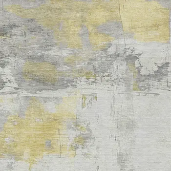 3' X 5' Gold And Gray Abstract Washable Indoor Outdoor Area Rug