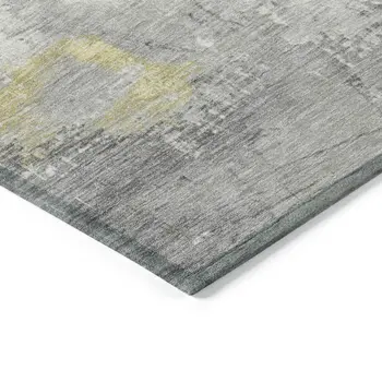 8' X 10' Gold And Gray Abstract Washable Indoor Outdoor Area Rug