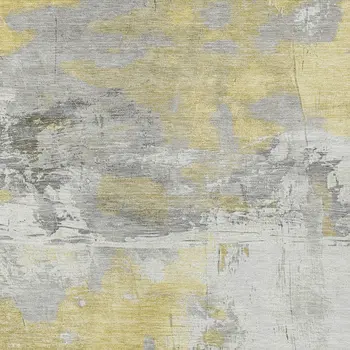 10' X 14' Gold And Gray Abstract Washable Indoor Outdoor Area Rug