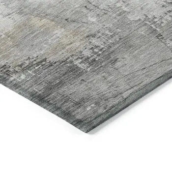 8' X 10' Ivory And Gray Abstract Washable Indoor Outdoor Area Rug