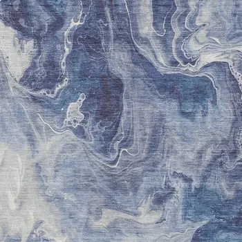10' X 14' Blue And Ivory Abstract Washable Indoor Outdoor Area Rug