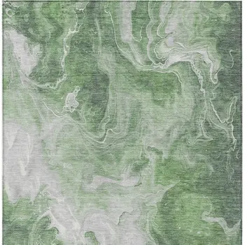 3' X 5' Green And Ivory Abstract Washable Indoor Outdoor Area Rug