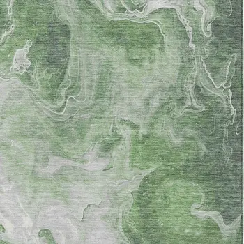 3' X 5' Green And Ivory Abstract Washable Indoor Outdoor Area Rug