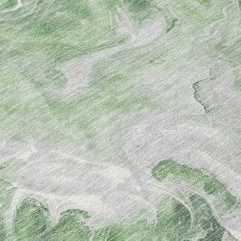 8' Green And Ivory Round Abstract Washable Indoor Outdoor Area Rug