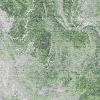 8' X 10' Green And Ivory Abstract Washable Indoor Outdoor Area Rug