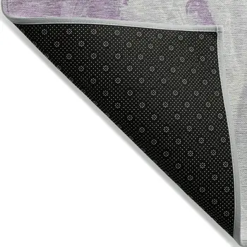 9' X 12' Lavender And Ivory Abstract Washable Indoor Outdoor Area Rug