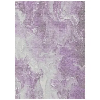 10' X 14' Lavender And Ivory Abstract Washable Indoor Outdoor Area Rug
