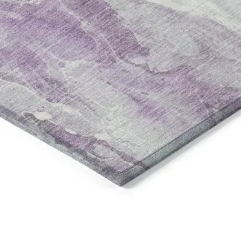 10' X 14' Lavender And Ivory Abstract Washable Indoor Outdoor Area Rug