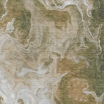 3' X 5' Brown And Ivory Abstract Washable Indoor Outdoor Area Rug