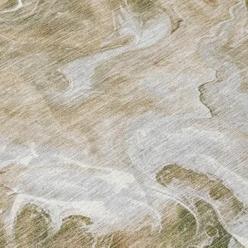 8' Brown And Ivory Round Abstract Washable Indoor Outdoor Area Rug
