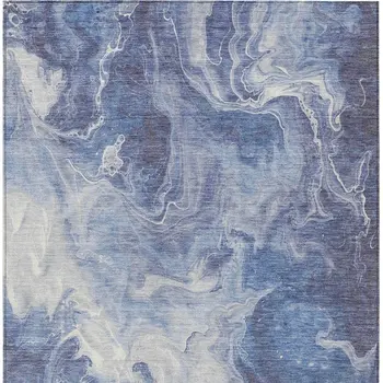 5' X 8' Navy Blue And Ivory Abstract Washable Indoor Outdoor Area Rug