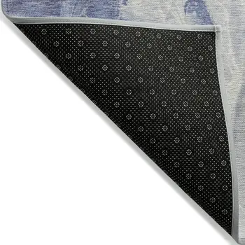 8' X 10' Navy Blue And Ivory Abstract Washable Indoor Outdoor Area Rug