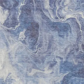 10' X 14' Navy Blue And Ivory Abstract Washable Indoor Outdoor Area Rug