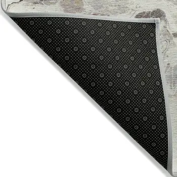 9' X 12' Beige Gray And Copper Abstract Washable Indoor Outdoor Area Rug