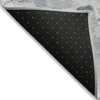 10' X 14' Gray Silver And Blue Abstract Washable Indoor Outdoor Area Rug