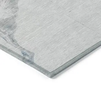 10' X 14' Gray Silver And Blue Abstract Washable Indoor Outdoor Area Rug