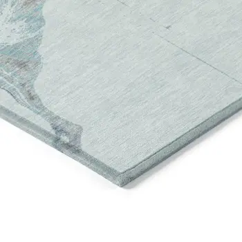 9' X 12' Teal Blue Gold And Gray Abstract Washable Indoor Outdoor Area Rug