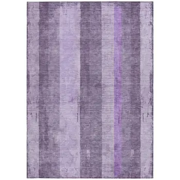 3' X 5' Purple And Lilac Striped Washable Indoor Outdoor Area Rug