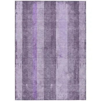 3' X 5' Purple And Lilac Striped Washable Indoor Outdoor Area Rug