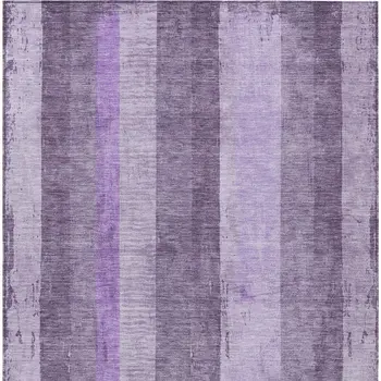 3' X 5' Purple And Lilac Striped Washable Indoor Outdoor Area Rug