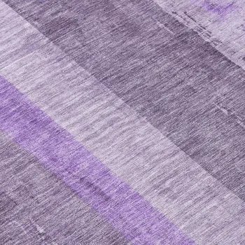 8' Purple And Lilac Round Striped Washable Indoor Outdoor Area Rug