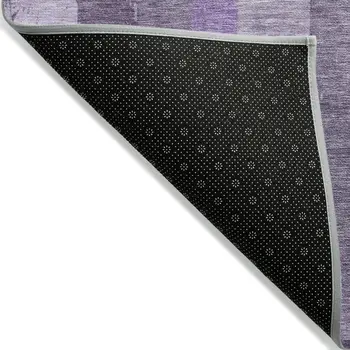 8' X 10' Purple And Lilac Striped Washable Indoor Outdoor Area Rug