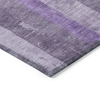 8' X 10' Purple And Lilac Striped Washable Indoor Outdoor Area Rug