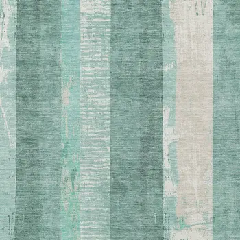 8' X 10' Pale Aqua And Teal Blue Striped Washable Indoor Outdoor Area Rug