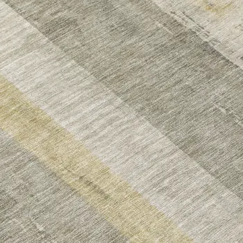 8' Taupe And Beige Round Striped Washable Indoor Outdoor Area Rug