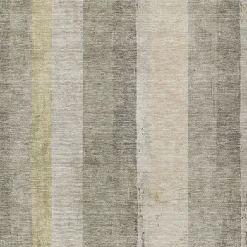 8' X 10' Taupe And Beige Striped Washable Indoor Outdoor Area Rug
