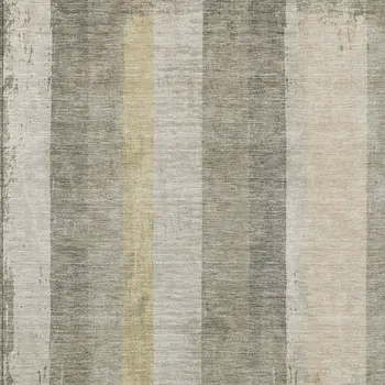 9' X 12' Taupe And Beige Striped Washable Indoor Outdoor Area Rug