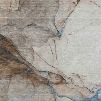 10' X 14' Beige And Blue Abstract Washable Indoor Outdoor Area Rug