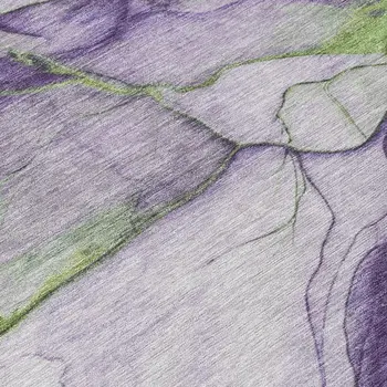 8' Purple And Fern Green Round Abstract Washable Indoor Outdoor Area Rug