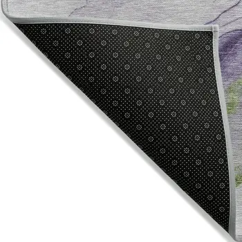 9' X 12' Purple And Fern Green Abstract Washable Indoor Outdoor Area Rug