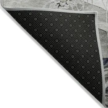 8' X 10' Ivory And Gray Abstract Washable Indoor Outdoor Area Rug