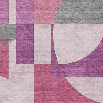 3' X 5' Blush And Mauve Geometric Washable Indoor Outdoor Area Rug