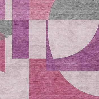 5' X 8' Blush And Mauve Geometric Washable Indoor Outdoor Area Rug