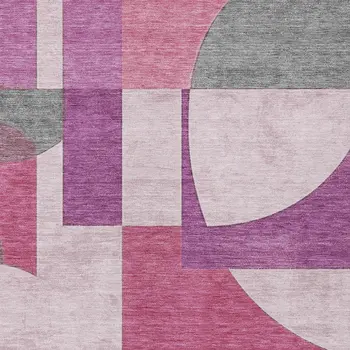 8' X 10' Blush And Mauve Geometric Washable Indoor Outdoor Area Rug