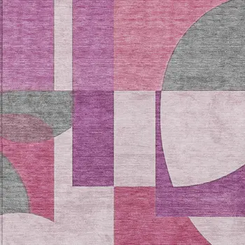 9' X 12' Blush And Mauve Geometric Washable Indoor Outdoor Area Rug